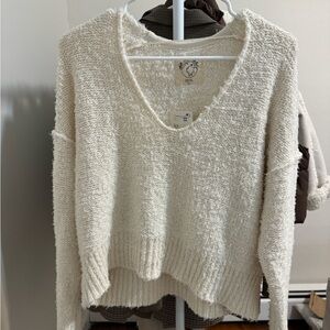 Cream Free People Sweater Cropped